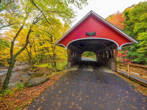 Covered Bridge In Lincoln, New Hampshire