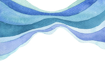 Abstract wave watercolor painted background. Paper texture. Isolated.