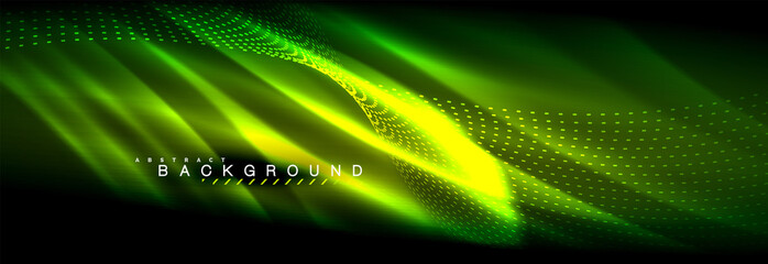 Liquid neon flowing waves, glowing light lines background