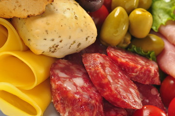 salami chesse bread tomatto fresh food