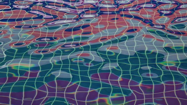 slow motion, colorful wave ripple surface water in swimming pool
