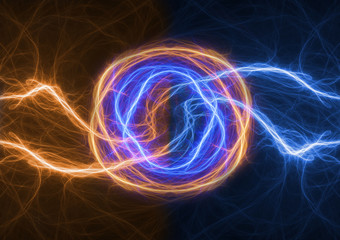 Fire and ice lightning, abstract plasma background