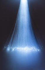 optical fibres dinamic flying from deep on technology background