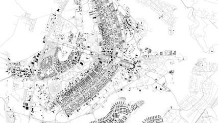 Mappa satellitare di Brasilia, Brasile, strade della città. Stradario e mappa del centro città. Sud America - obrazy, fototapety, plakaty