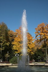 fountain in park at autumn