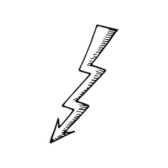 arrow lightning drawing icon. sketch isolated object