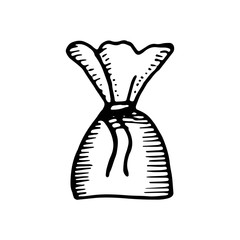 candy bag icon. sketch isolated object