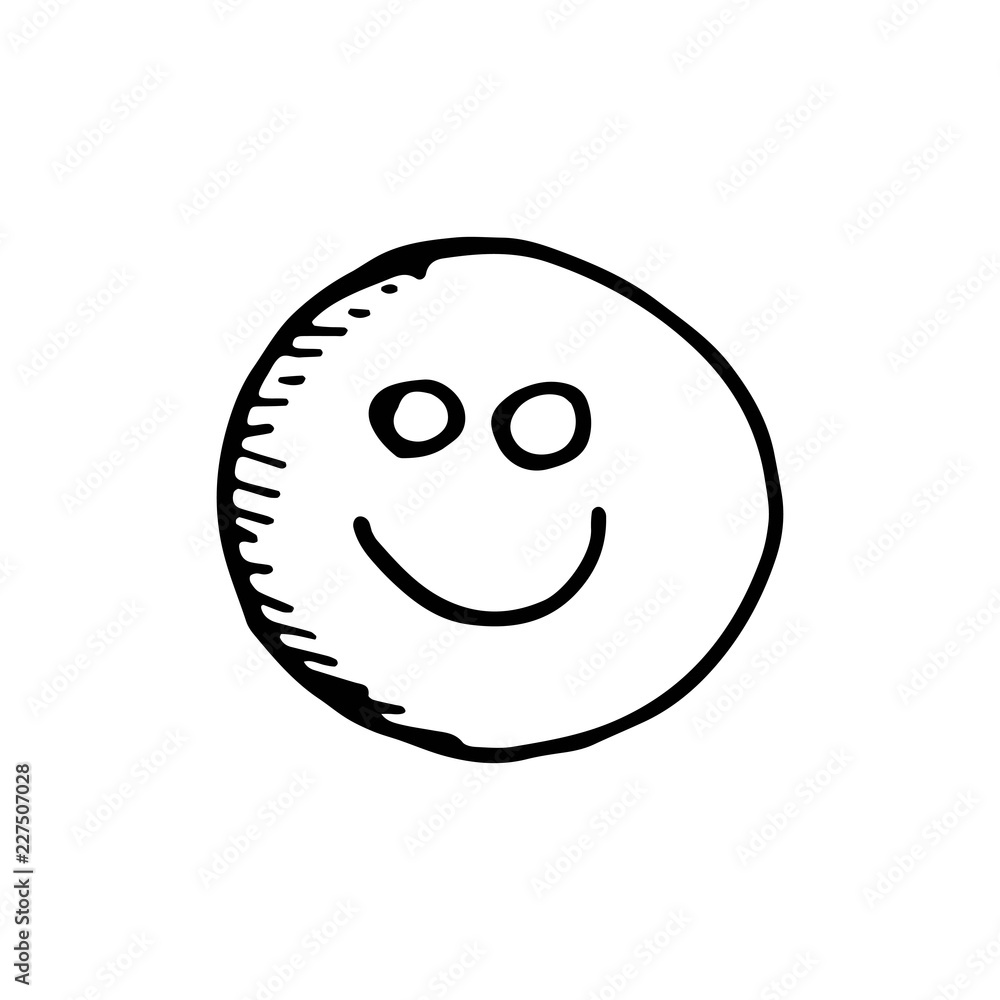 Sticker smile drawing icon. sketch isolated object