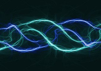 Blue plasma wave, abstract electrical lightning