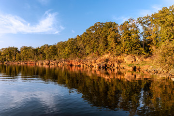 Colorful bank of a lake in Oklahoma.