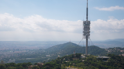 Barcelona city aerial view. View from the observation deck. Electric tower