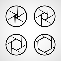 Set of aperture icons. Vector illustration.