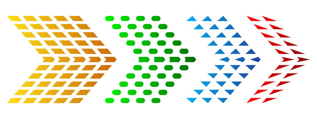 Set of arrows with halftone effect. Vector illustration