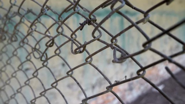 Close up of mesh netting. Rabitz. Flying camera
