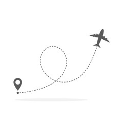 Plane and its track. Vector illustration.