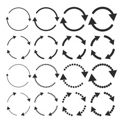 Set of black circular arrows. Vector illustration.
