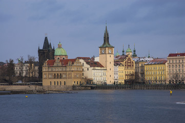 Fototapeta premium View to The Old Town of Prague and Vltava river, Czech Republic
