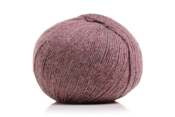 Knitting threads violet on a white background. Isolation