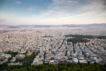 aerial view over Athens from Lycabettus hill
