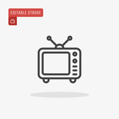 Outline Tv icon isolated on grey background. Line Television symbol for website design, mobile application, ui. Editable stroke. Vector illustration, eps10.