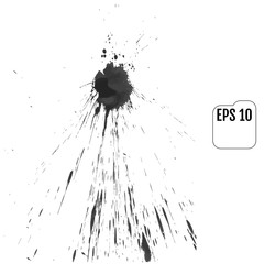 Hand-made grunge texture. Abstract ink drops background. Black and white grunge illustration. Vector watercolor artwork pattern