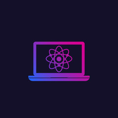 atom icon with computer