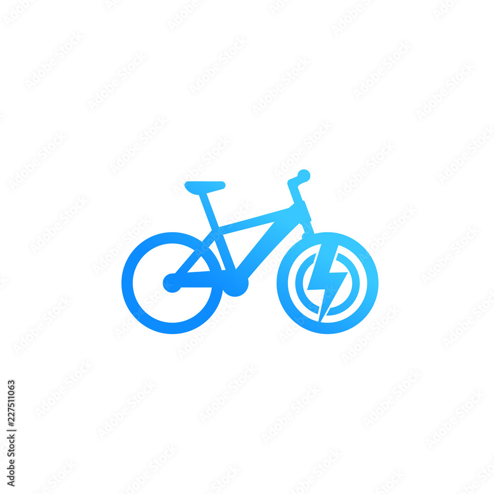 Poster Electric bicycle icon, e-bike isolated on white, vector