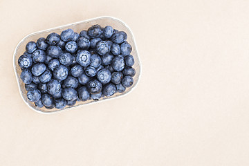 Blueberries on the craft background.
