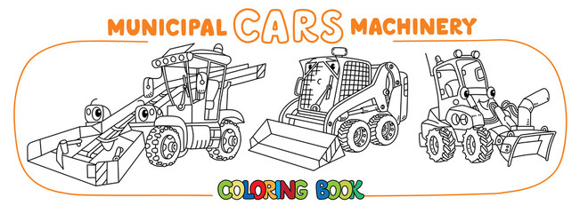 Obraz premium Funny small municipal cars with eyes