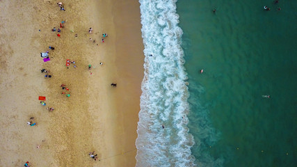 Fototapeta na wymiar Sea meets beach, from top view, Australia