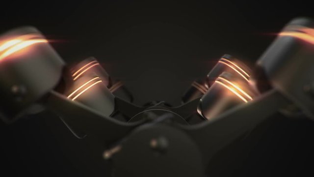 Animation movies of engine pistons on a crankshaft. Animation of seamless loop.