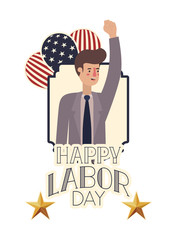 young businessman celebrating the labor day avatar character