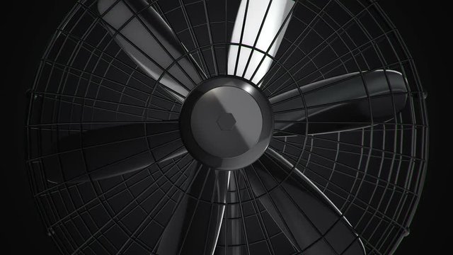 Animation of rotating fan with close up view. Backdrop of air conditioning and ventilation. Animation of seamless loop.