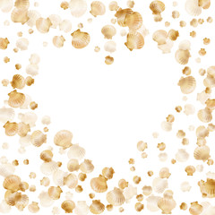 Gold seashells vector  pearl bivalved mollusks.