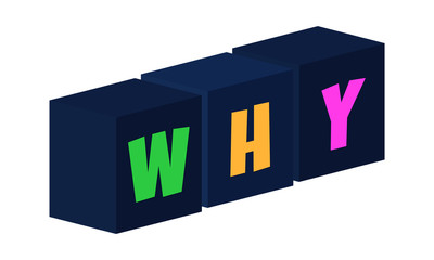 Fototapeta premium Why - multi-colored text written on isolated 3d boxes on white background
