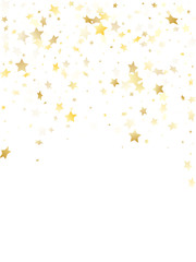 Flying gold star sparkle vector background.