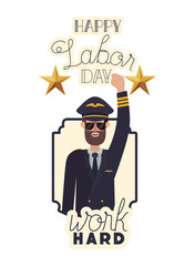man pilot celebrating the labor day avatar character