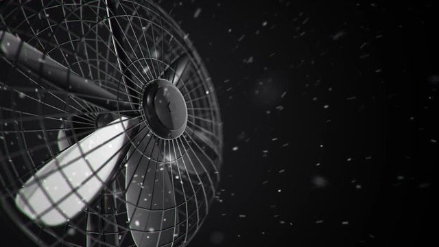 Animation of rotating fan with close up view. Backdrop of air conditioning and ventilation. Animation of seamless loop.