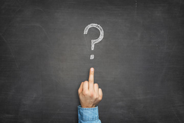 Question mark and middle finger