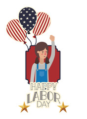 woman with apron celebrating the labor day avatar character