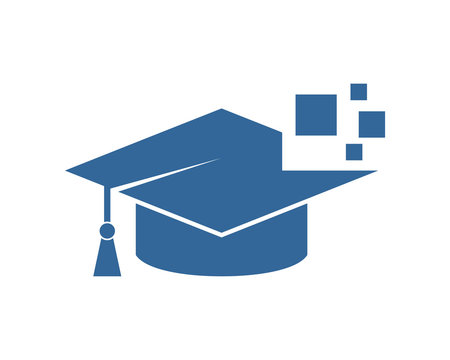 Vector Pixel Graduation Hat Sign Symbol Icon Logo Design Inspiration