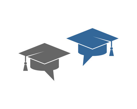 Vector Chat Graduation Hat Sign Symbol Icon Logo Design Inspiration