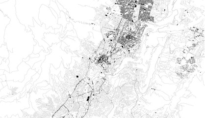 Mappa satellitare di Quito, Ecuador, strade della città. Stradario e mappa del centro città. Sud America