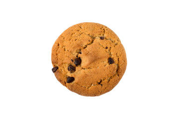 Oatmeal cookies with chocolate pieces on a white backgrounde