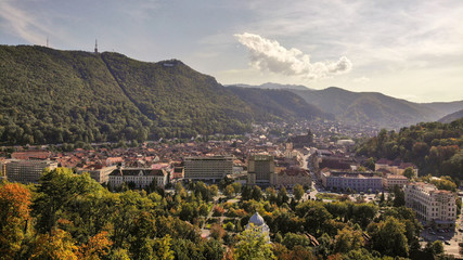 Fototapeta na wymiar Aerial view of Brasov, tovn in Transylvania, Romania