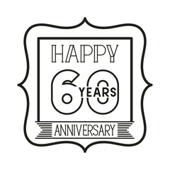 number 60 for anniversary celebration card icon