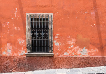 Mexico on sunny day with traditional architecture window