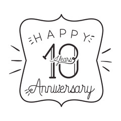 number 10 for anniversary celebration card icon