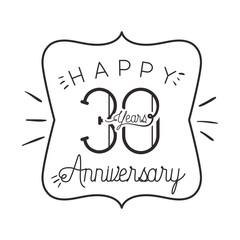 number 30 for anniversary celebration card icon