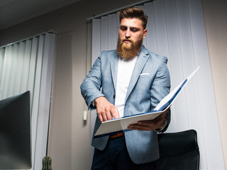 Businessman siting in office late night work